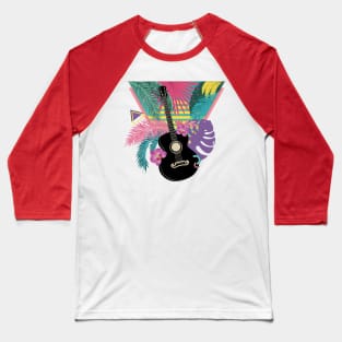 Retro guitar with tropical leaves Baseball T-Shirt